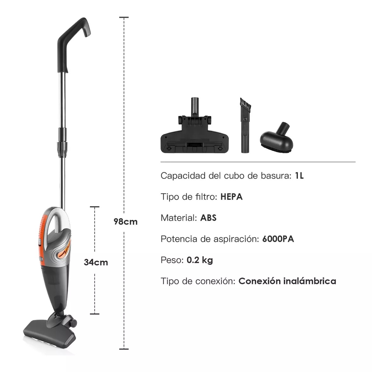 Aspiradora De Mano Para Auto Hogar Portátil Dos En Uno Negro