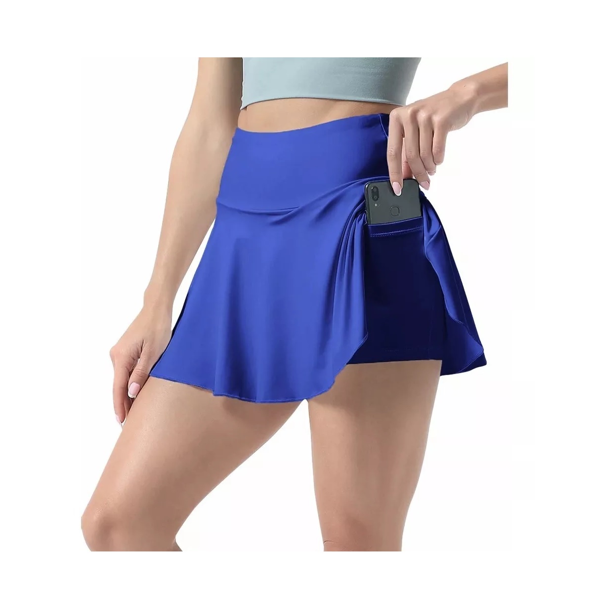 Falda De Tenis Deportiva De Yoga 2 Es 1 Pantalones Cortos Azul S