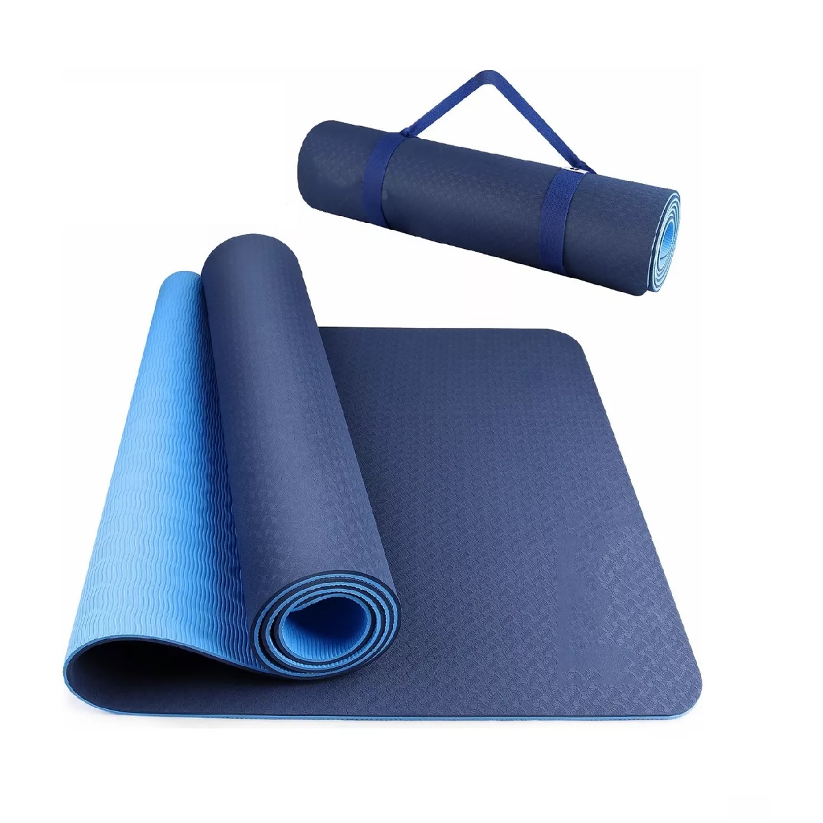 Tapete De Yoga Pilates Fitness Ejercicio Portátil Grueso Mat Azul