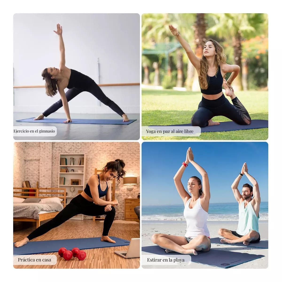 Tapete De Yoga Pilates Fitness Ejercicio Portátil Grueso Mat Azul