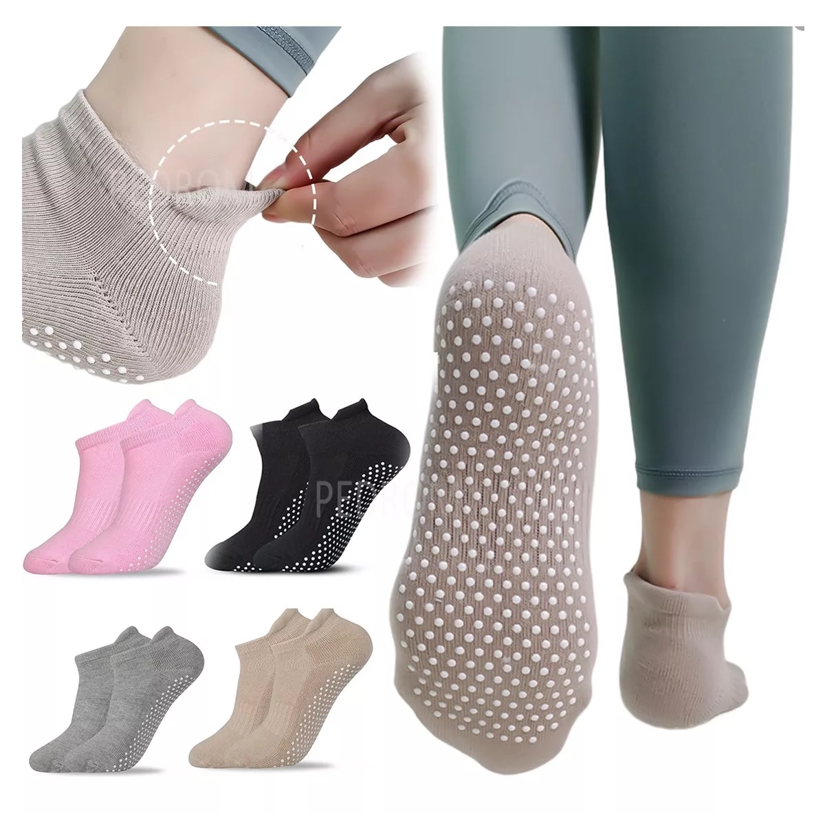 Juego Calcetines Para Yoga Pilates Con Base Antiderrapante 4 Pares