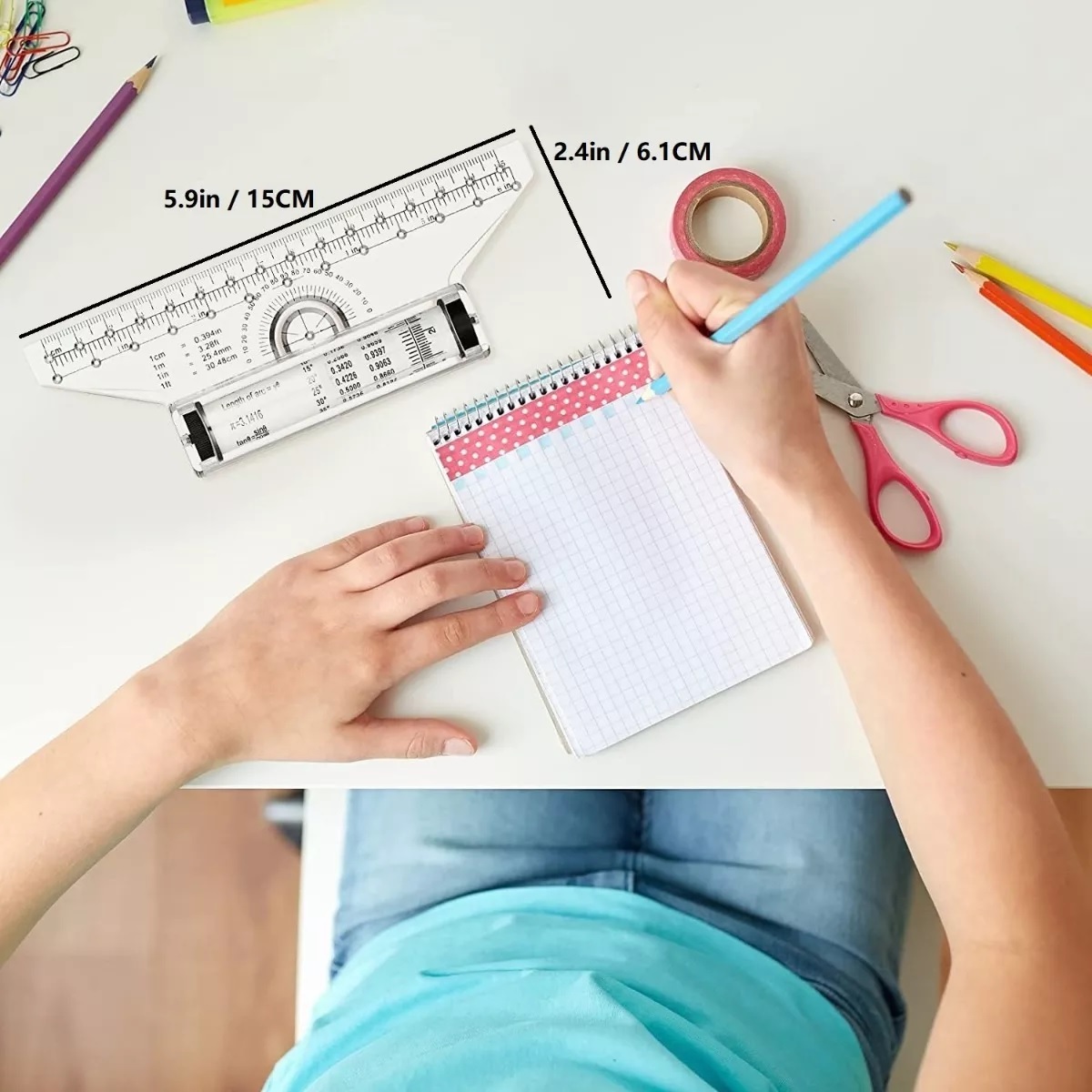 Multi Regla Rodante 15cm De Dibujo Rolling Roller Profesiona