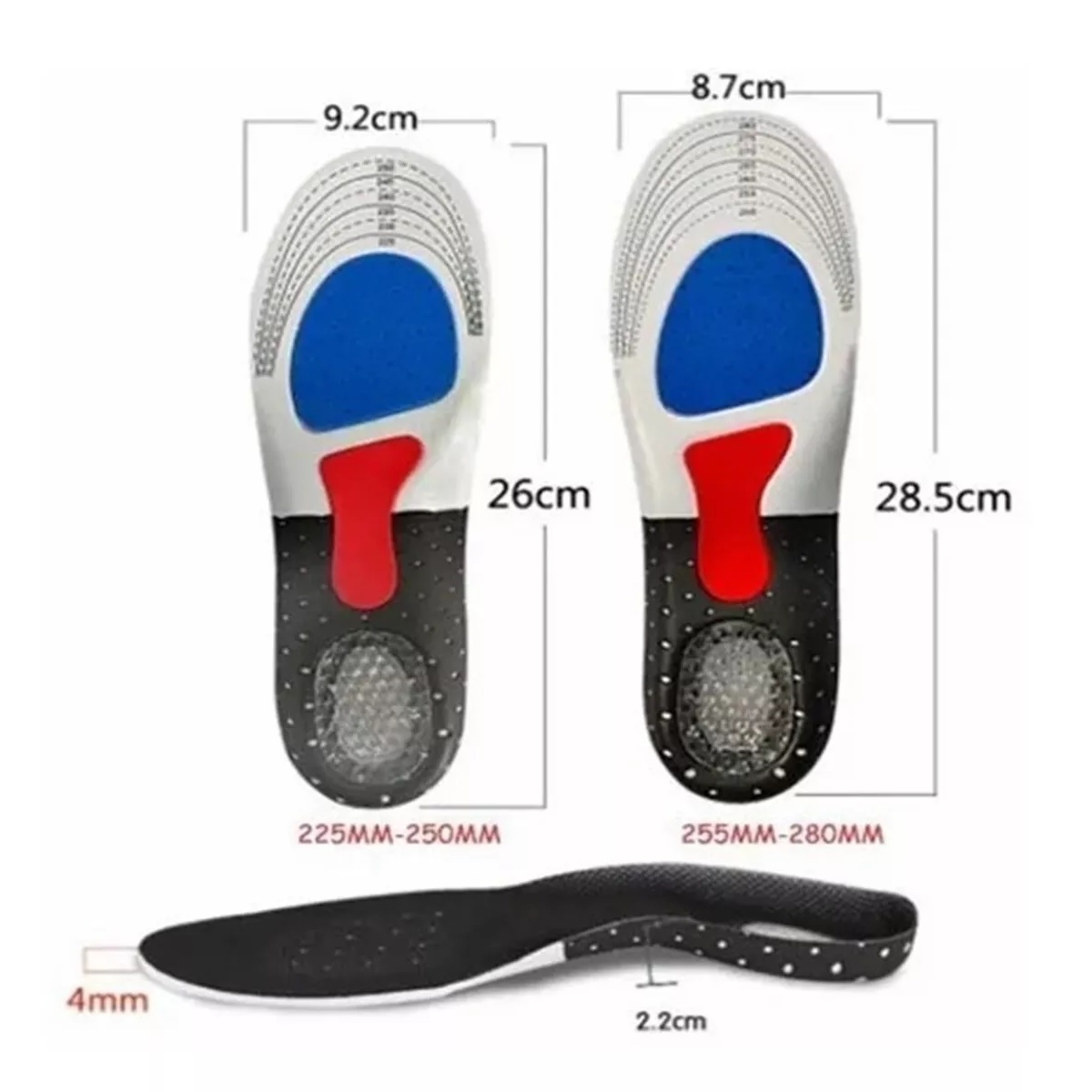 Par Plantillas Ortopedica Gel Descanso Ajustable Deporte Negro Hombre