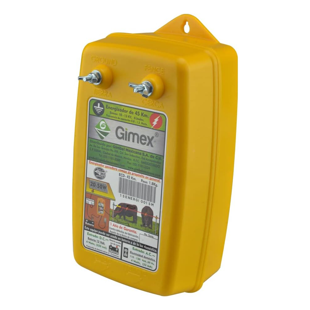 Energizador Dual Elektrochoke para Cerca Eléctrica Gimex 12 Y 110v 45km Entrada Dual Voltaje Energía de Salida Pulsos Energizador Dual para Cerca eléctrica Energía de Salida Pulsos