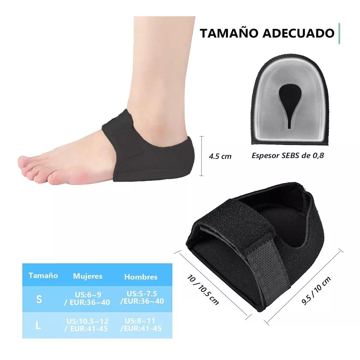 Par Plantilla Ortopedica Fascitis Protector Almohadilla Talón L