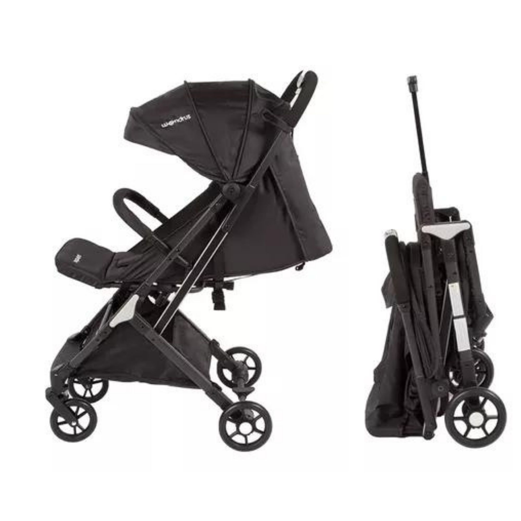 Carriola De Bebé Ultra Plegable De Paseo Negra Wondrus