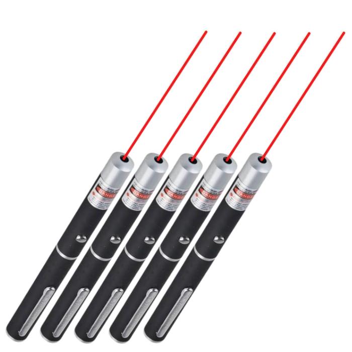 Pluma Láser para Presentaciones MXRLE-005-2 5 pzas Láser de Luz Roja Alcance 500m 3,0V Potencia de Salida 5MW 2 x AAA No incluidas, LaserRed
