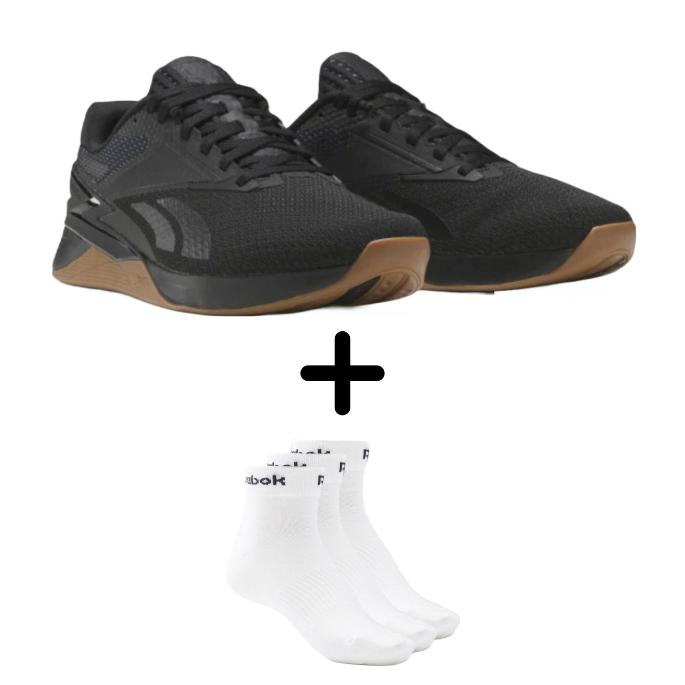 TENIS REEBOK UNISEX NEGRO REEBOK NANO X3 HP6041 + CALCETAS DE REGALO.