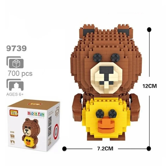 Mini Bloques Osito Color Café Patito Construcción Niños Loz