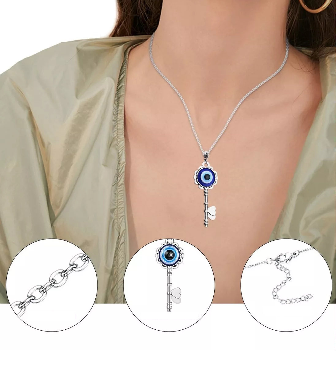 11pzs Joyas Mujer Con Collar Y Pulsera Y Aretes De Ojo Turco