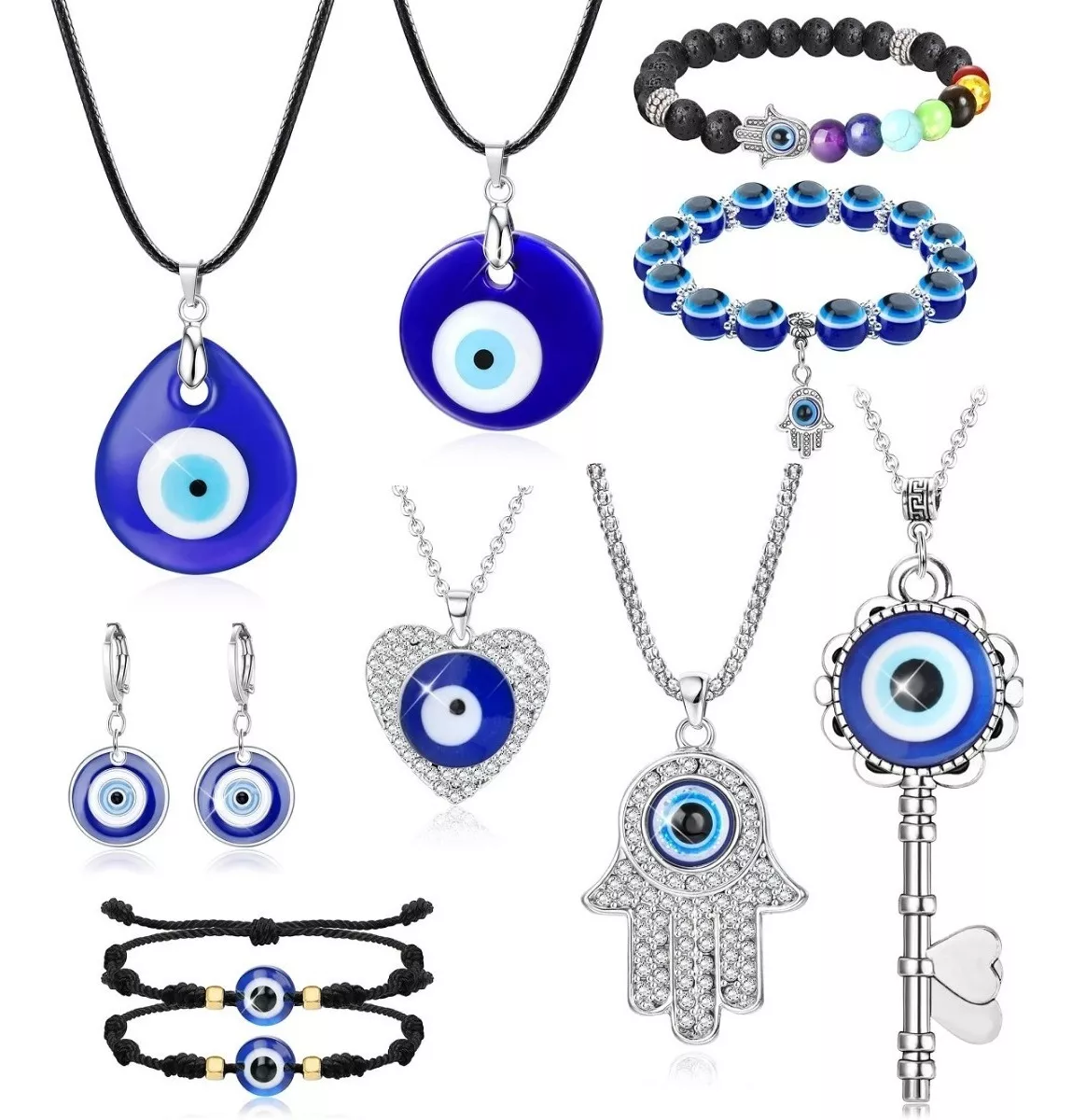 11pzs Joyas Mujer Con Collar Y Pulsera Y Aretes De Ojo Turco