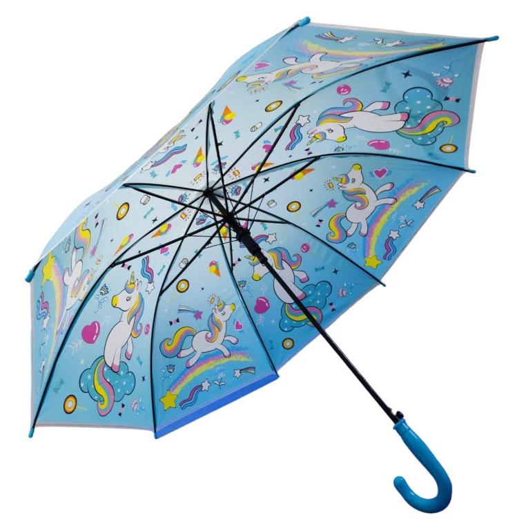Sombrilla paraguas infantil unicornio niño o niña azul