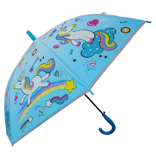 Sombrilla paraguas infantil unicornio niño o niña azul