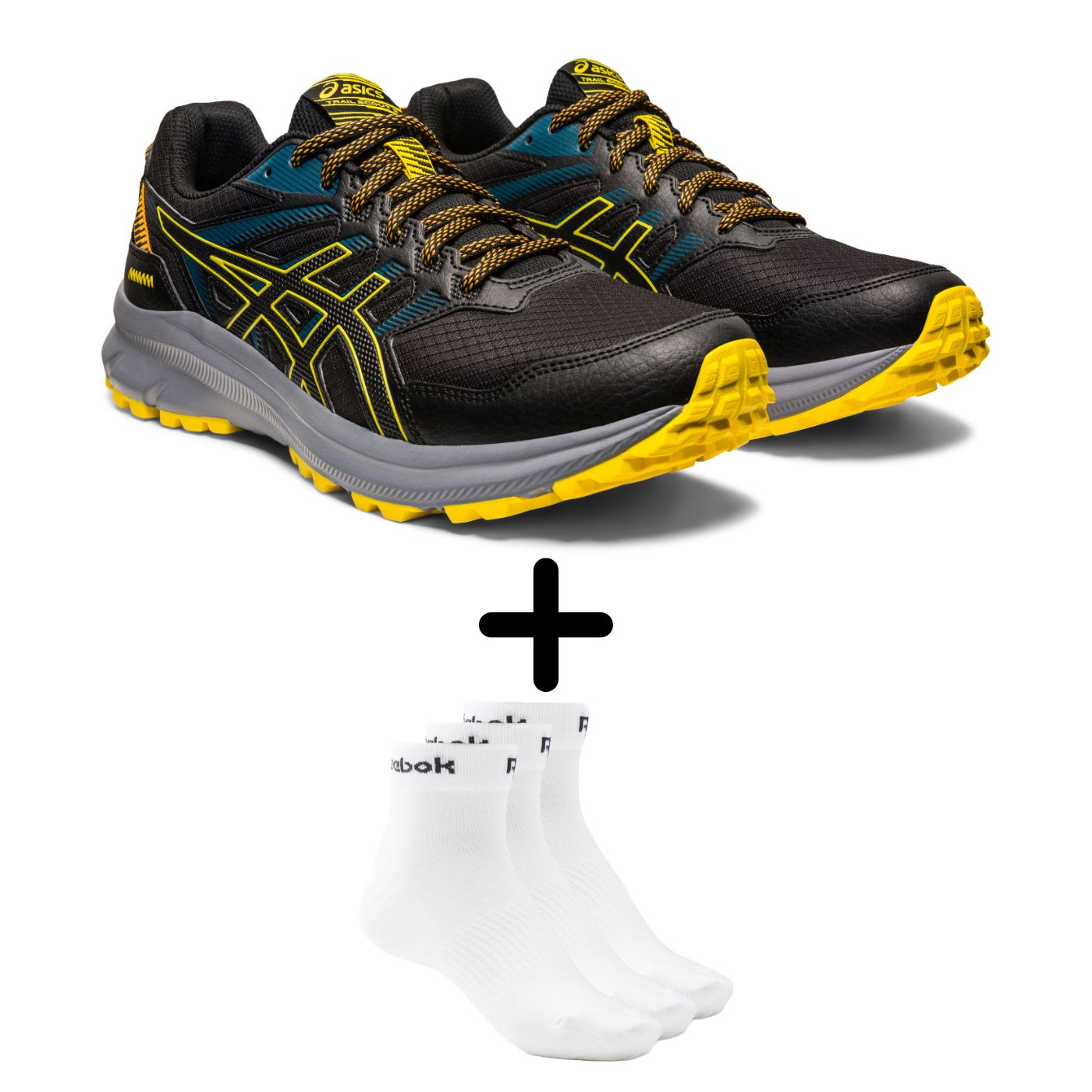 TENIS ASICS HOMBRE NEGRO TRAIL SCOUT 2 1011B181.009 + CALCETAS DE REGALO