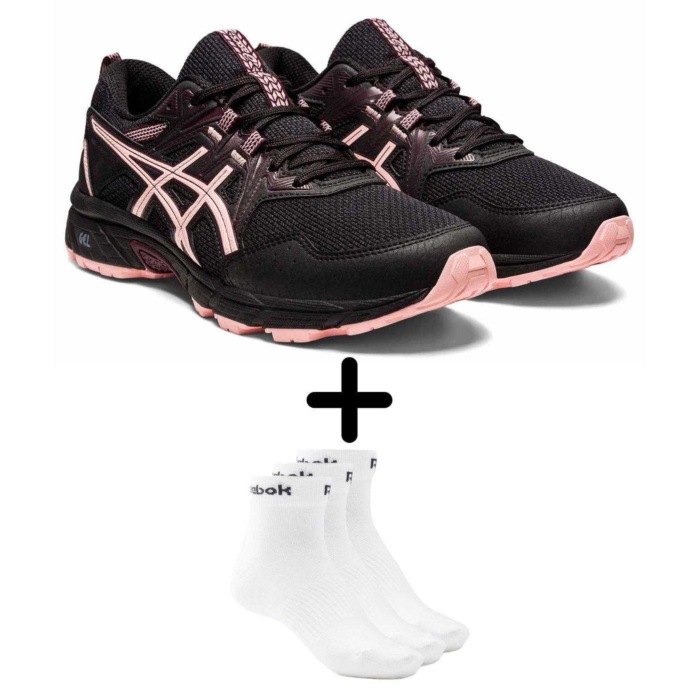 TENIS ASICS MUJER NEGRO GEL-VENTURE 8 1012A708.009 + CALCETAS DE REGALO