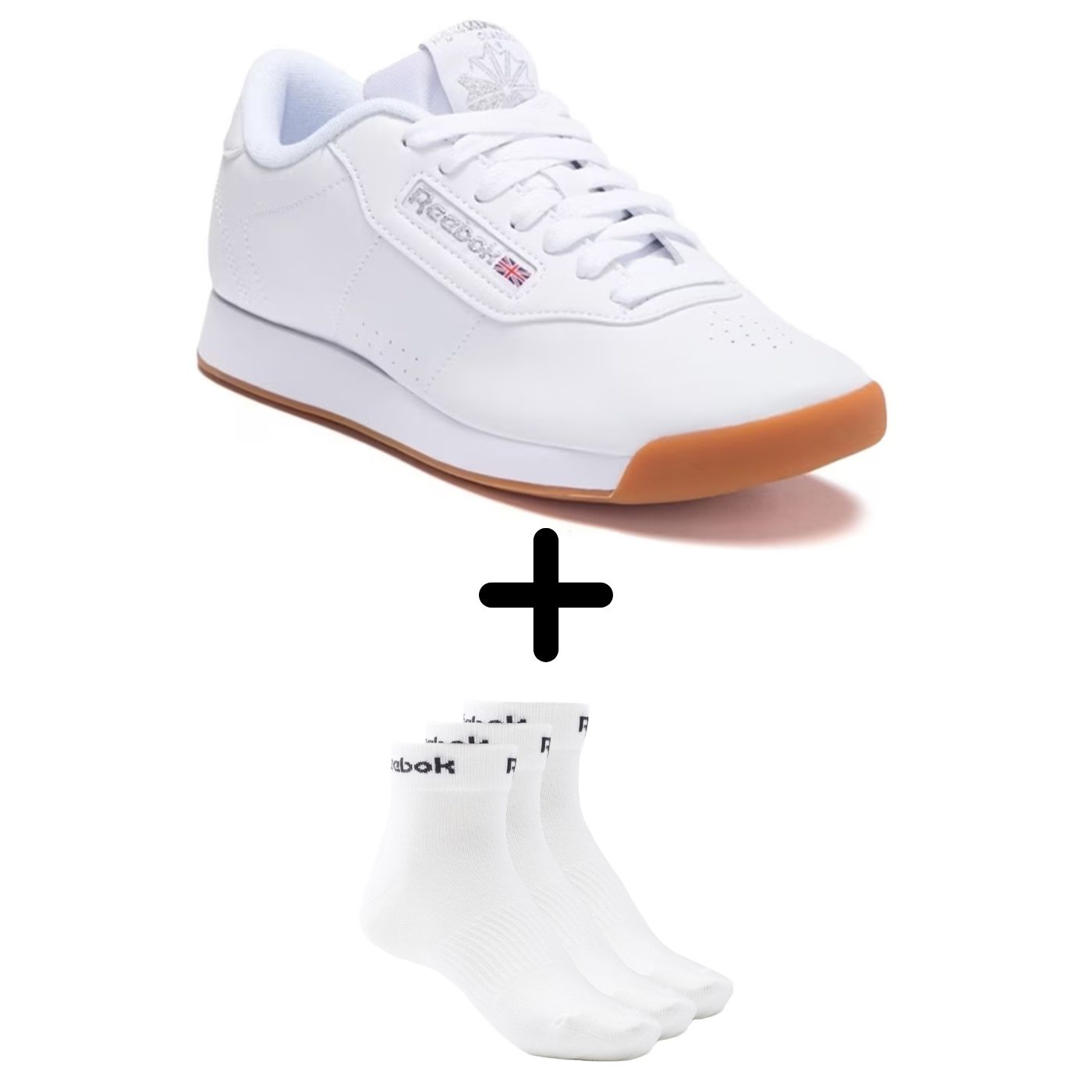 TENIS REEBOK UNISEX BLANCO REEBOK PRINCESS BS8458 + CALCETAS.