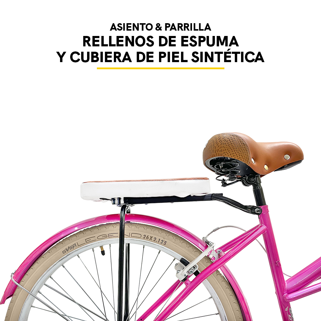 PIAGO Bicicleta R26 Ubrana Cruisier con Canastilla Y Salpicaderas Mujer (Rosa Intenso)