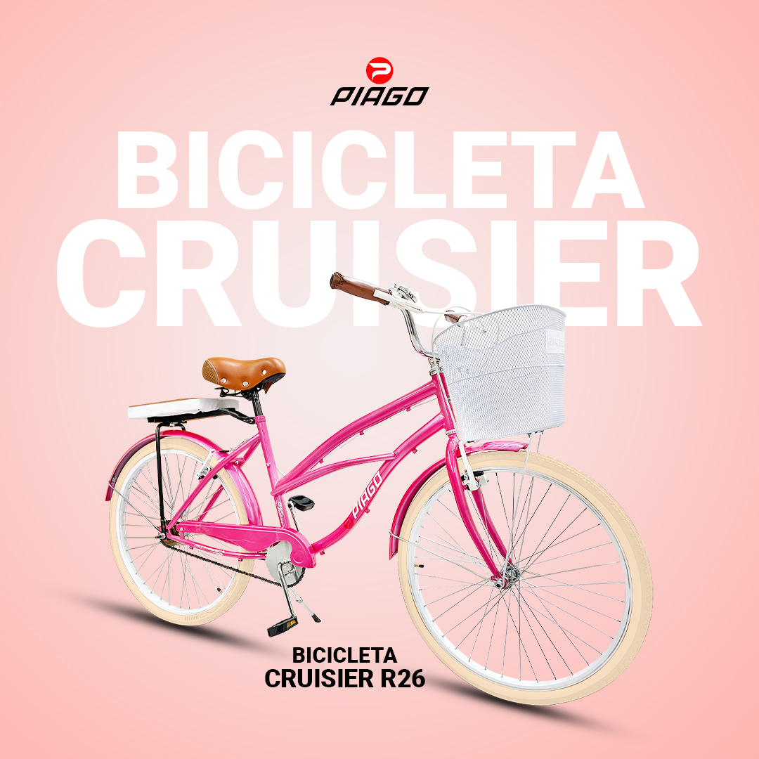 PIAGO Bicicleta R26 Ubrana Cruisier con Canastilla Y Salpicaderas Mujer (Rosa Intenso)