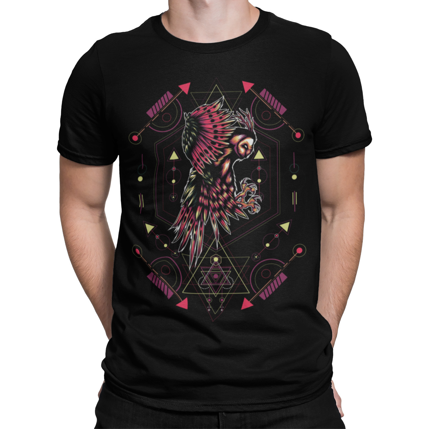 Playera Caballero y Dama Buho con Figuras Geometricas Animales