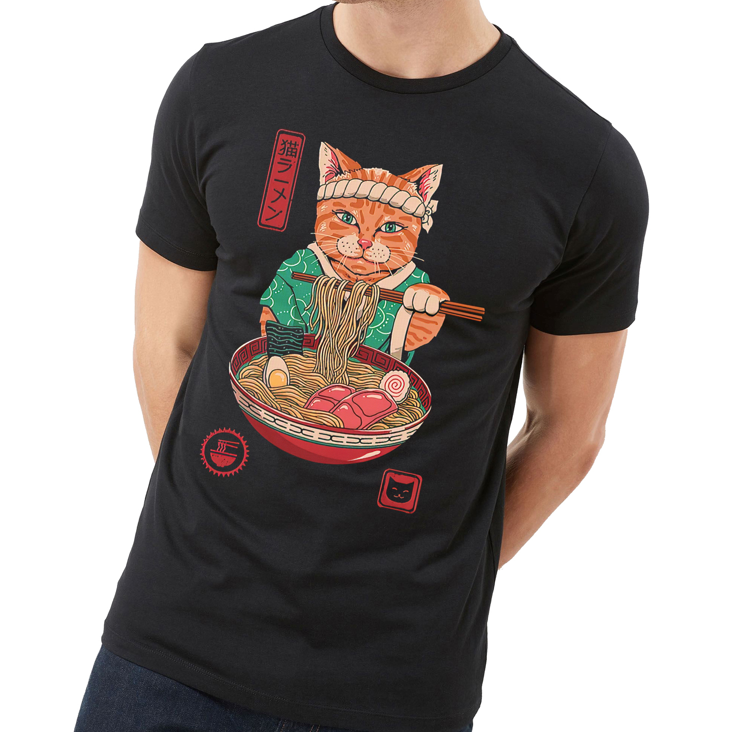 Playera Caballero y Dama Cat Ramen Gato Animales