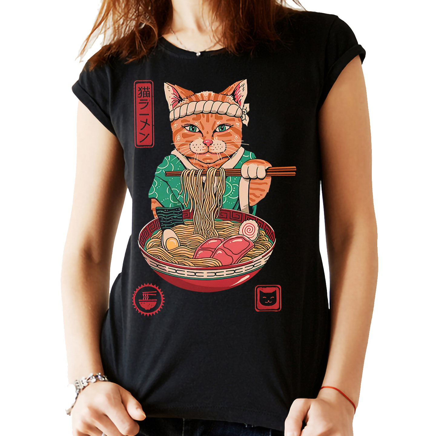 Playera Caballero y Dama Cat Ramen Gato Animales