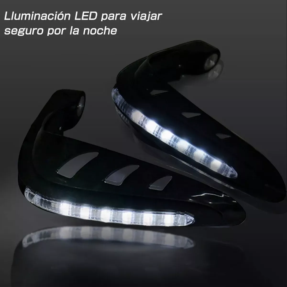 Cubre Puños Moto Universal Luz Led Motocicleta Negro