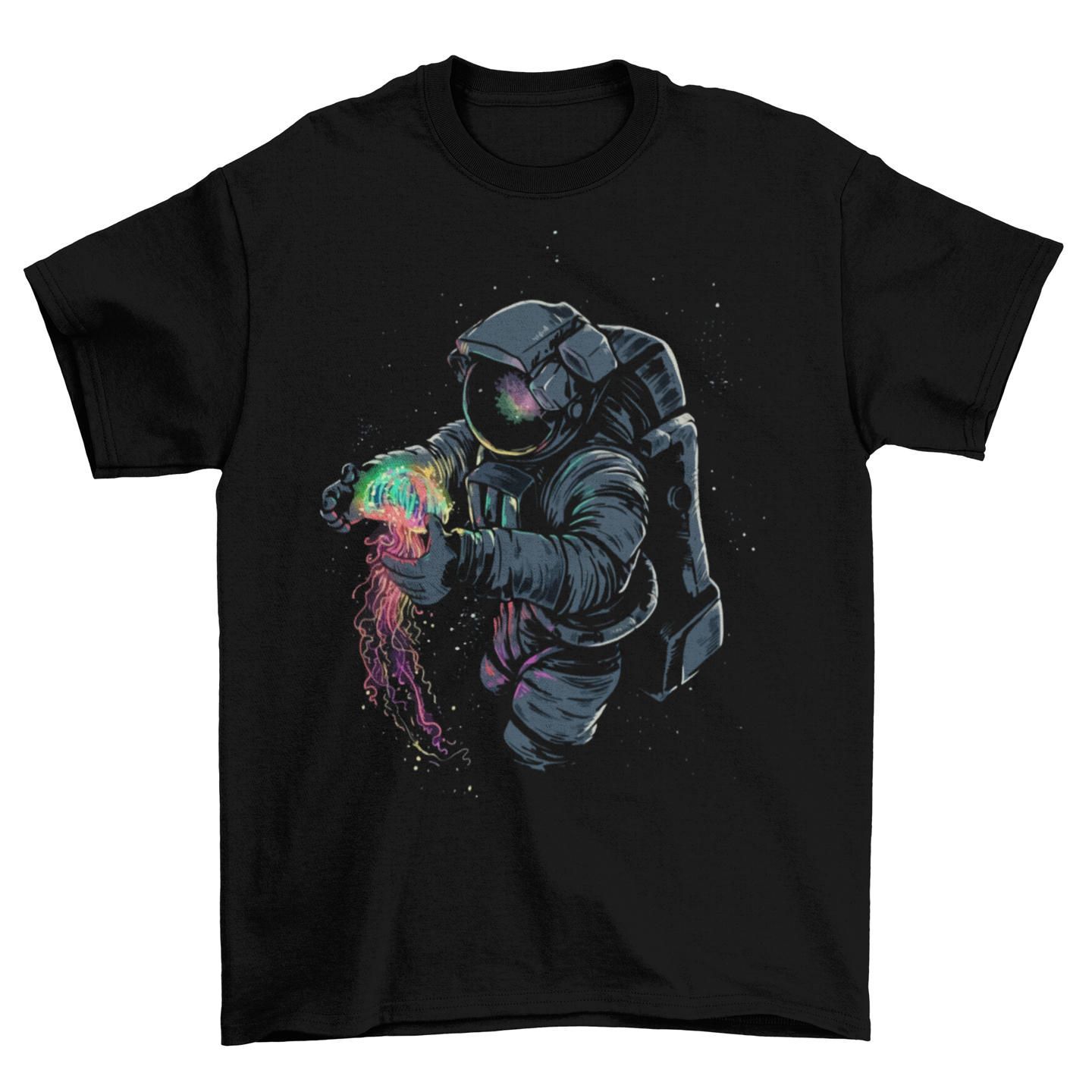 Playera Caballero y Dama Astronauta con Medusa Espacio