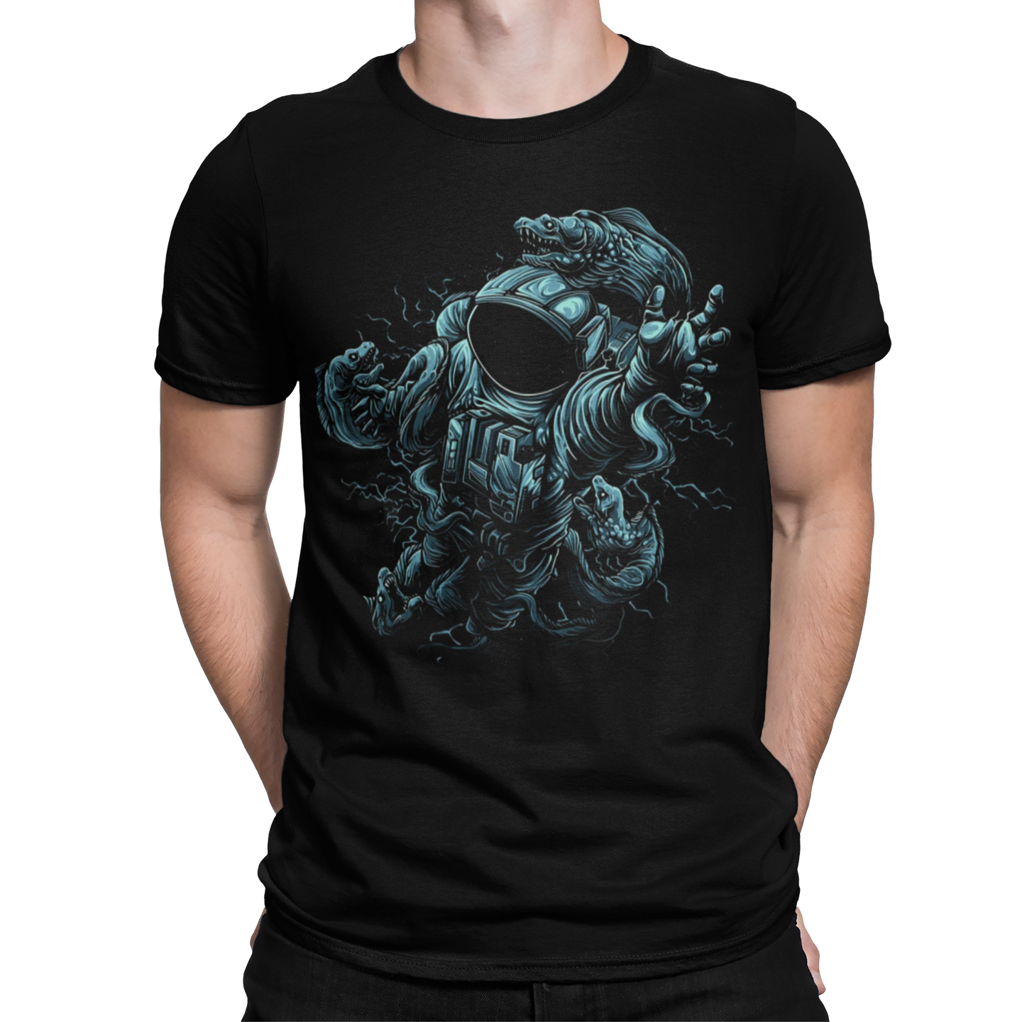 Playera Caballero y Dama Astronauta con Anguilas Eléctricas Animales