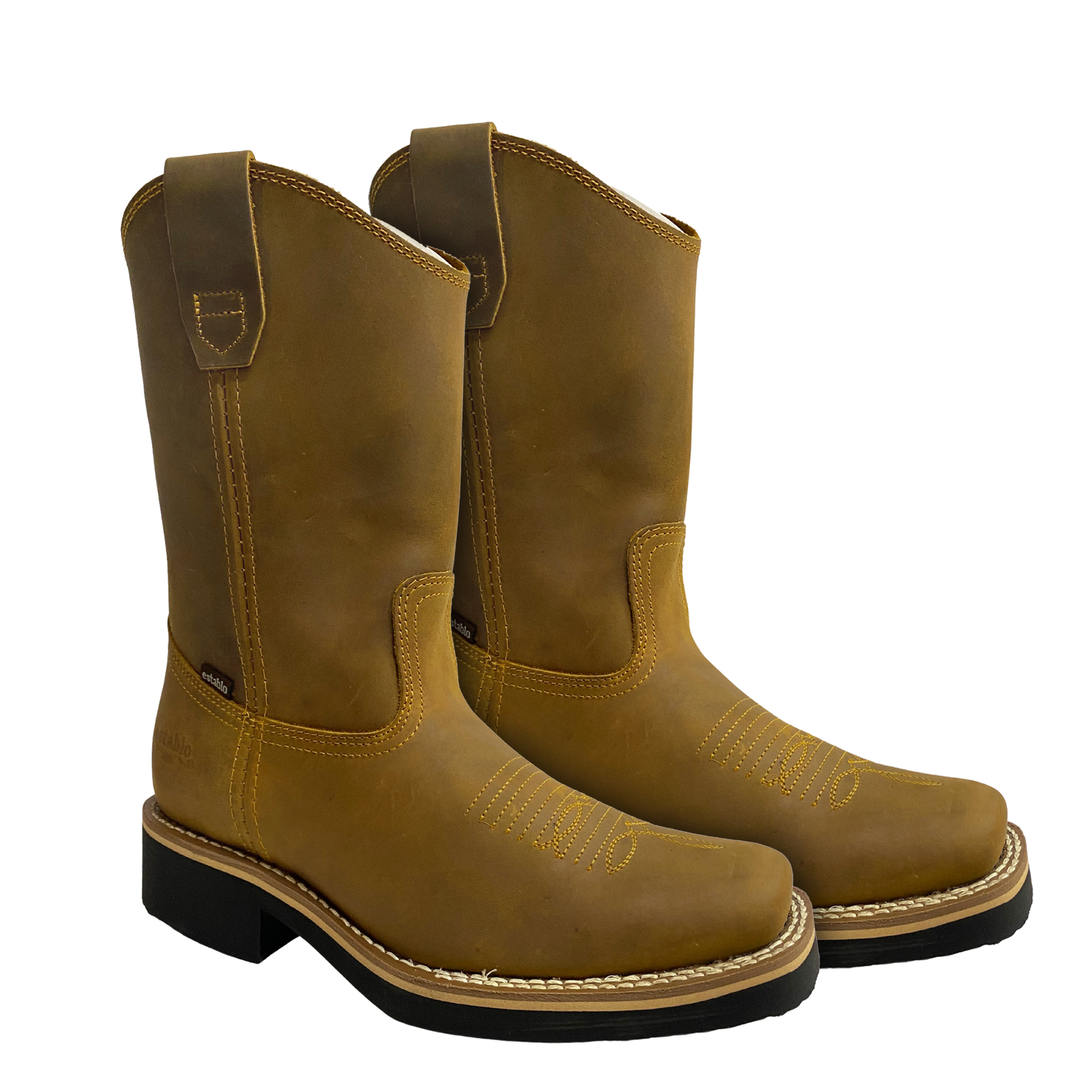 Bota Roper Establo De Piel Res Horma Rodeo Mango Crazy