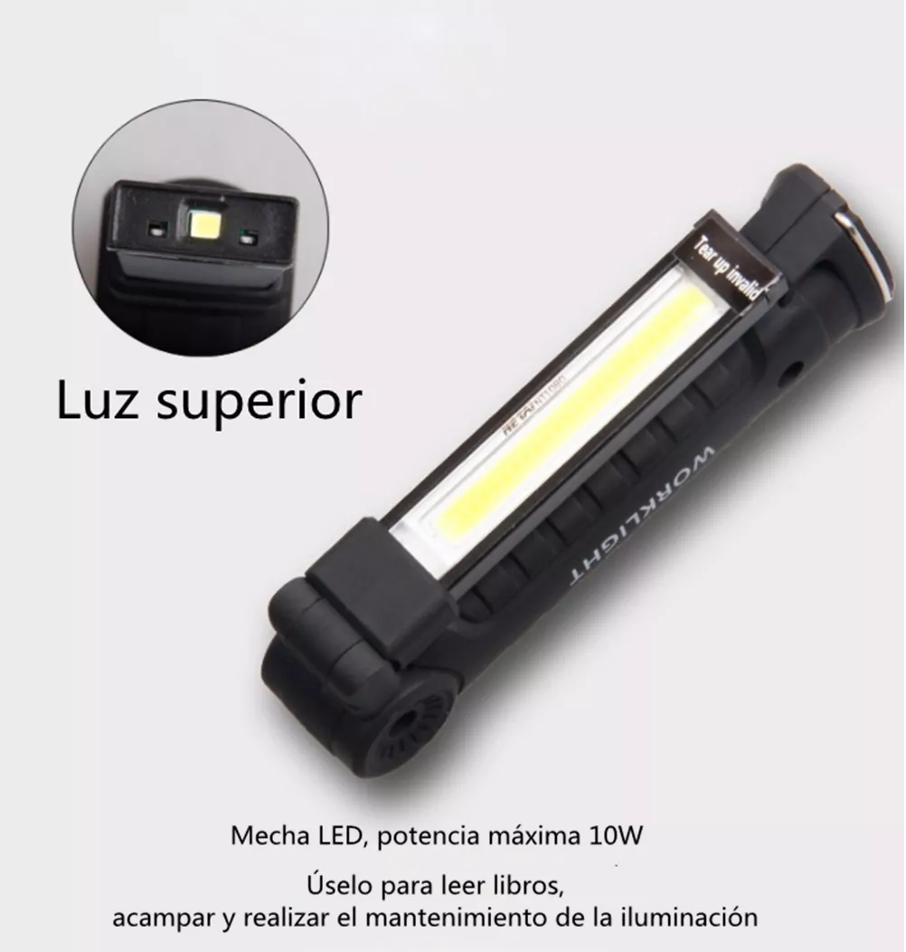 Imán De Linterna De Trabajo Recargable Inspección Lámpara Negro