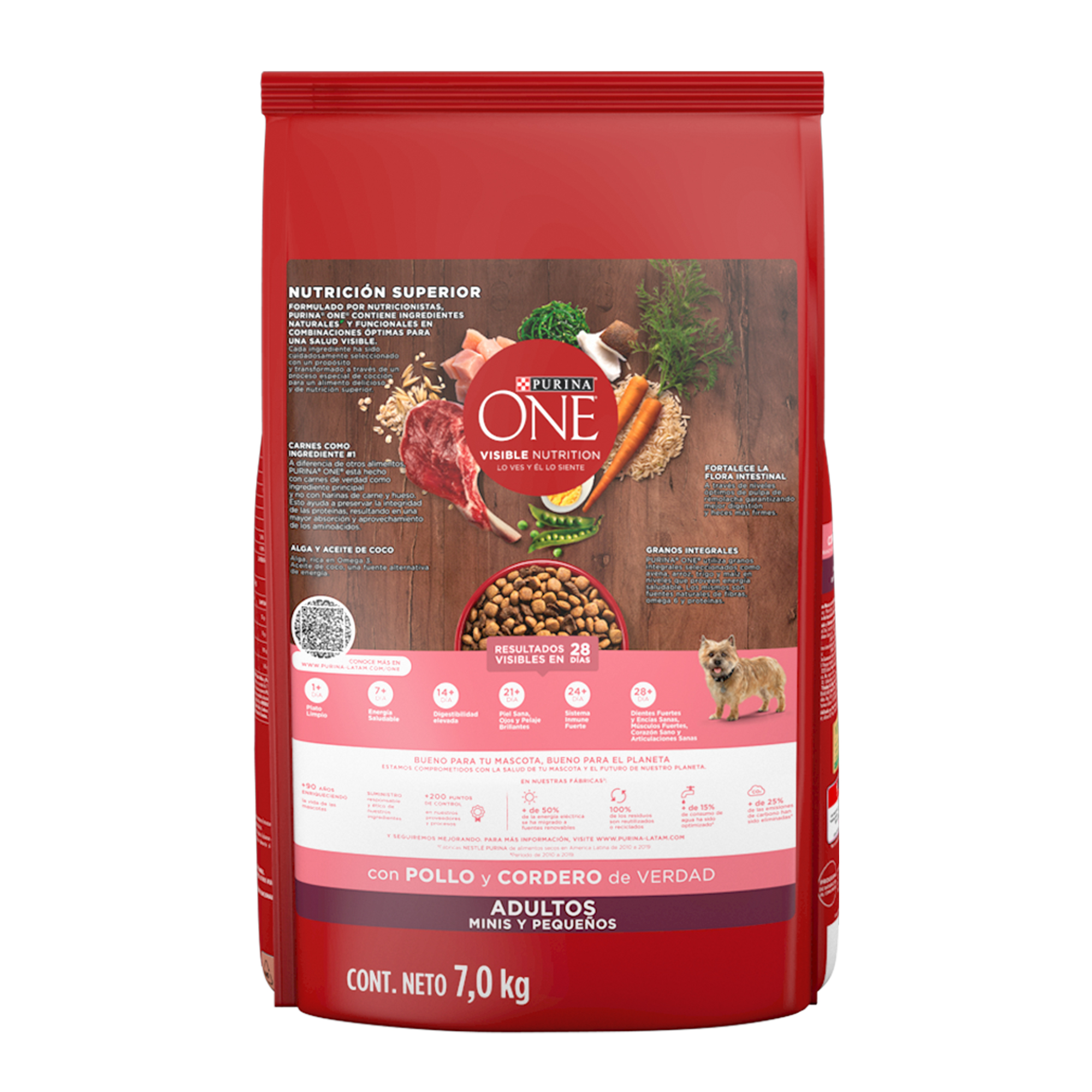 Alimento para Perro Purina One Adultos Minis y Pequeños Pollo y Cordero 7kg.