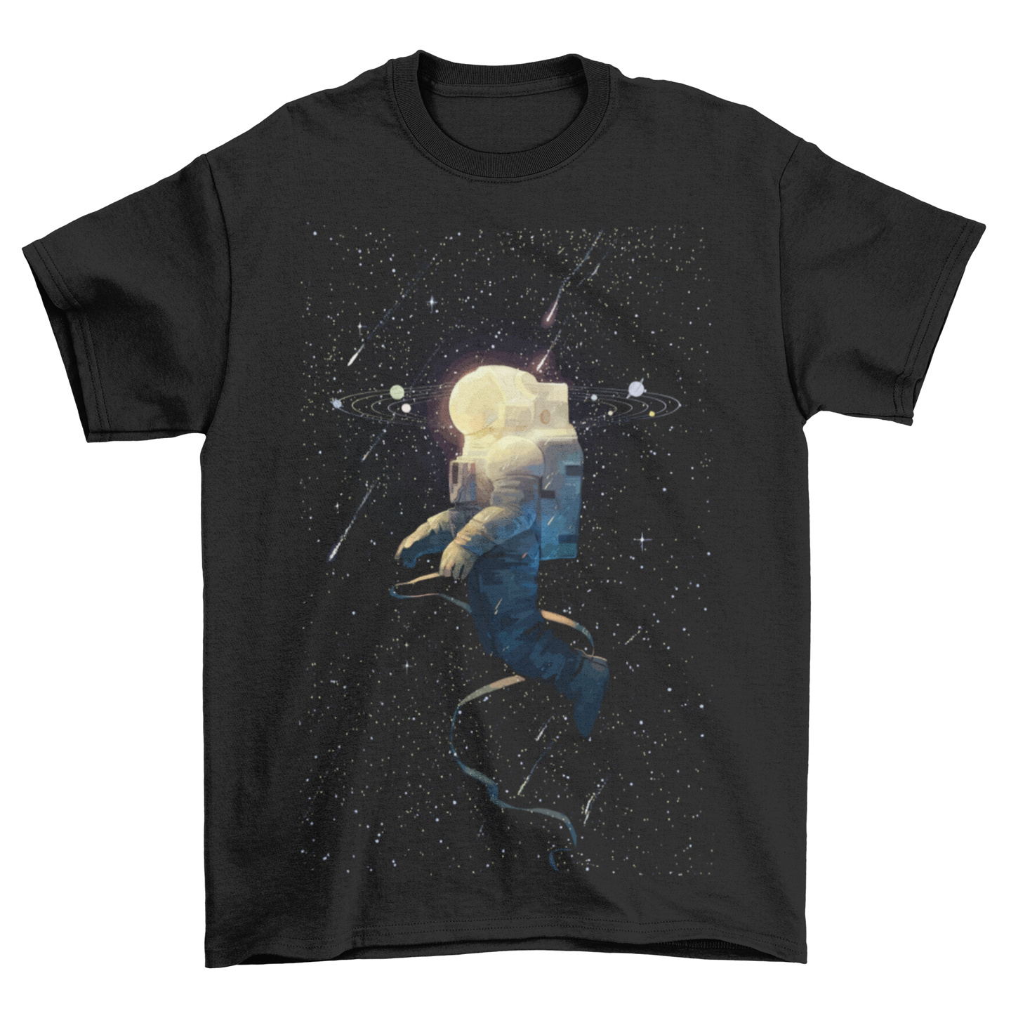 Playera Caballero, Dama y Niño Astronauta Espacio Colorido Universo