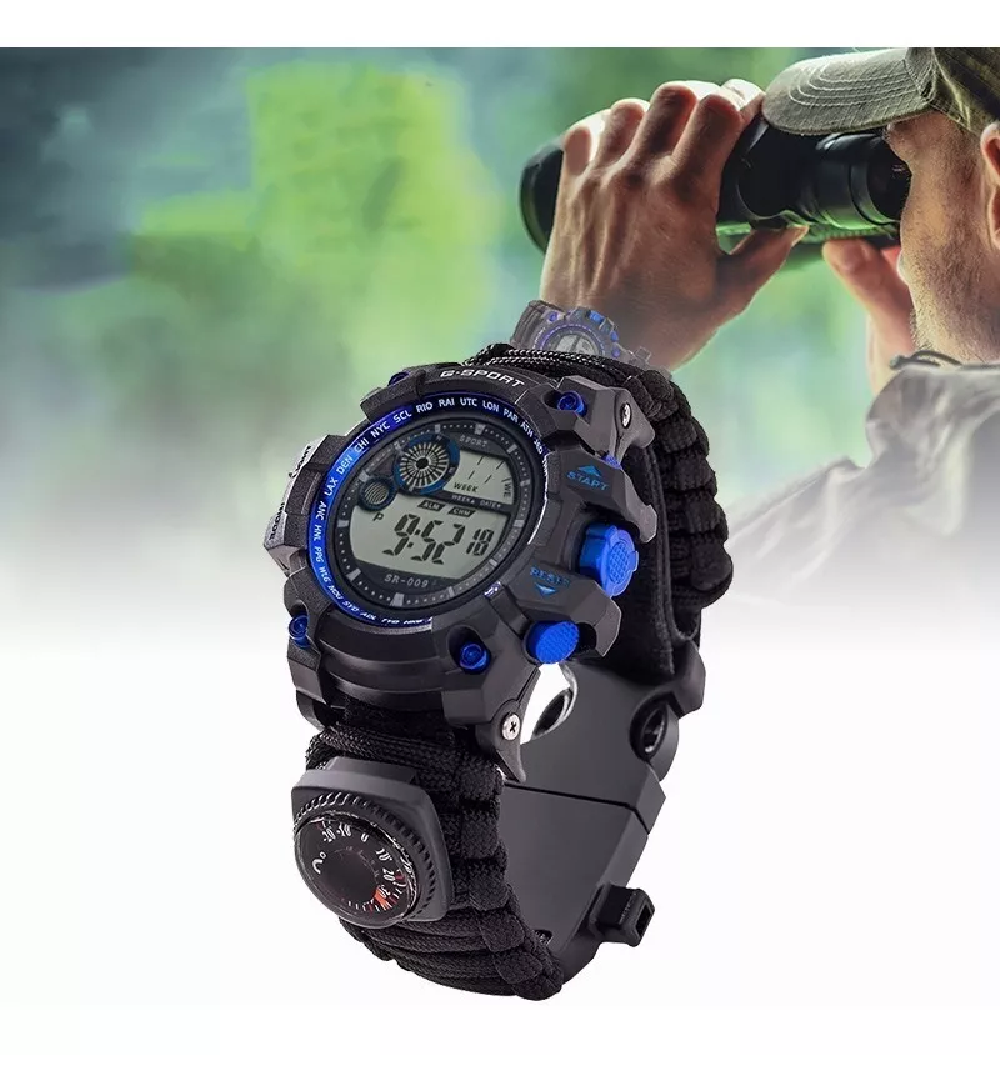 Reloj para Monta a Deporte con Supervivencia Negro con Azul