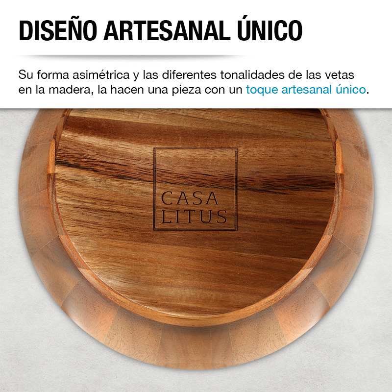 Ensaladera de Madera Acacia Artesanal Bowl Extra Grande 5.5 L