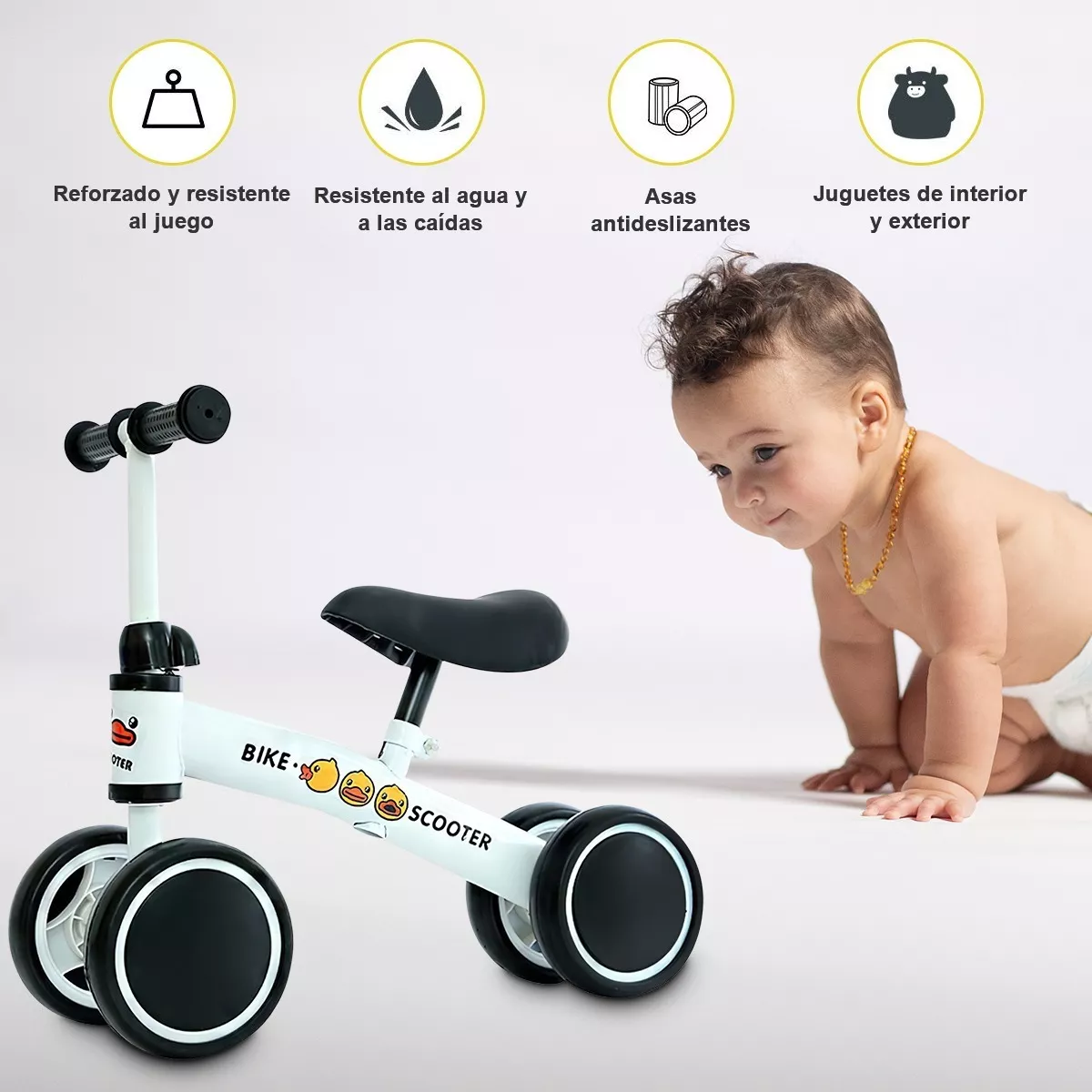 Juguete Bicicletas De Equilibrio Niños Sin Pedal blanco con negro