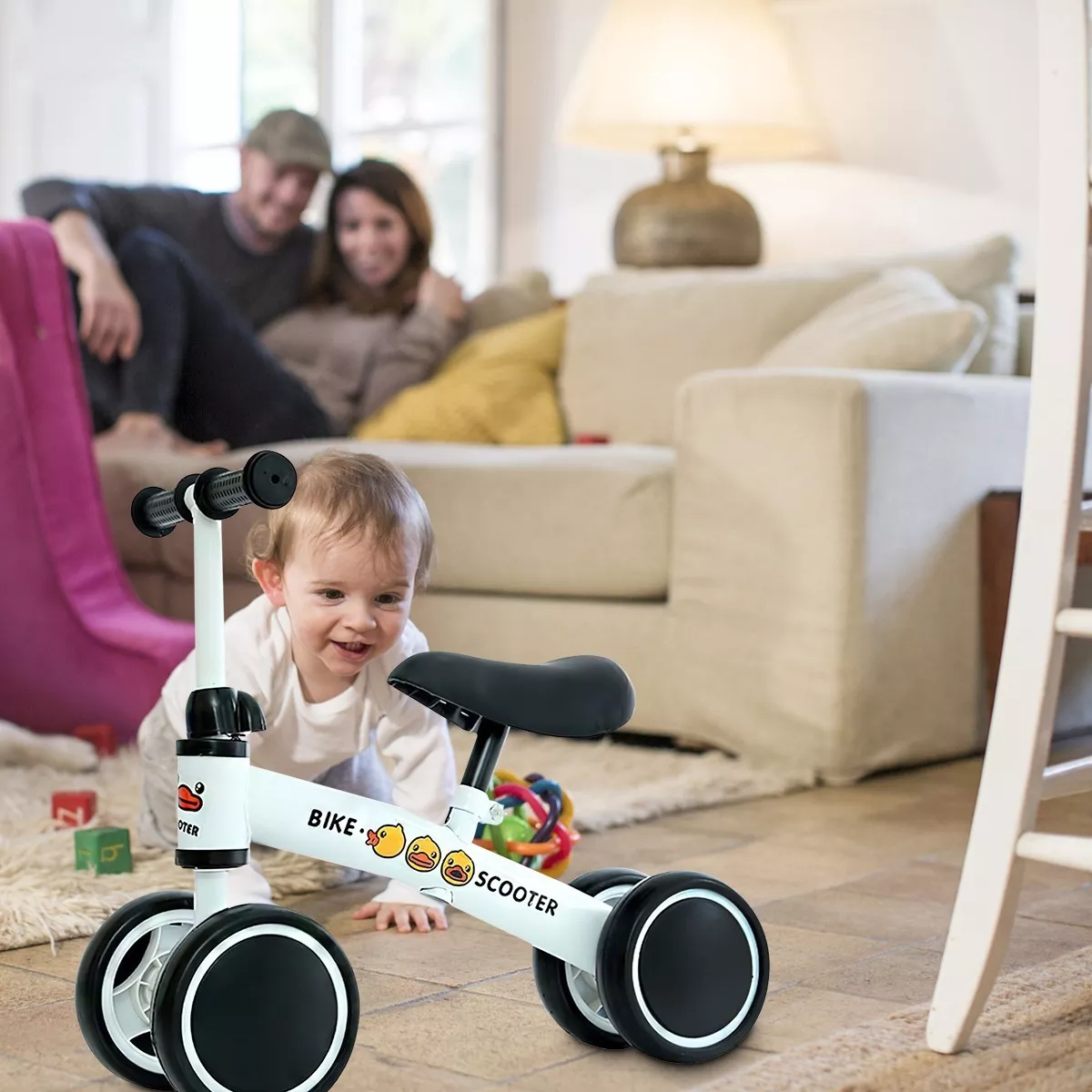 Juguete Bicicletas De Equilibrio Niños Sin Pedal blanco con negro