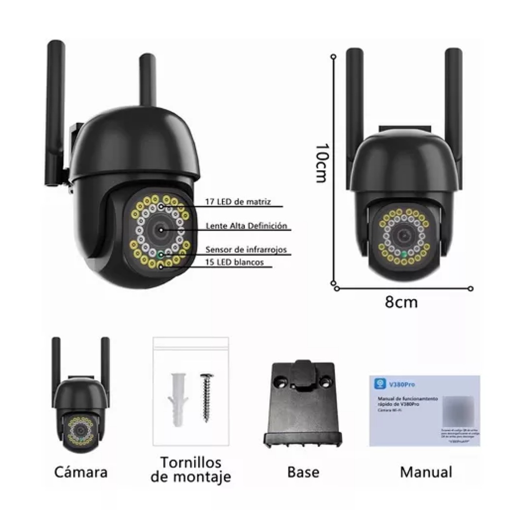 Cámara Seguridad Wifi Exterior Inalámbrica Hd 1080p C/alarma