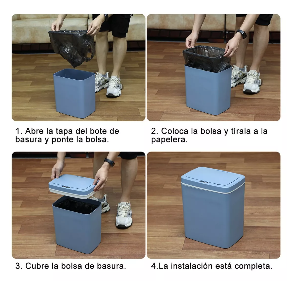 14l Cubo De Basura Botes De Basura Con Sensor De Movimiento Azul