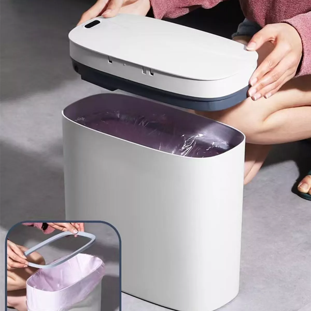 Bote De Basura Con Sensor De Movimiento Inteligente blanco 14l 