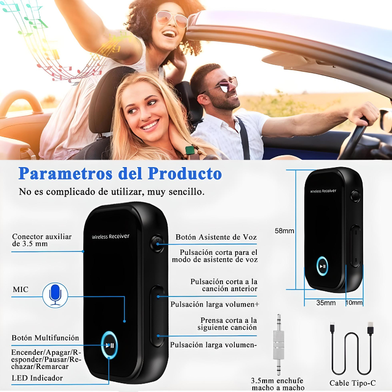 Kit de manos libres Bluetooth para teléfono celular - Altavoz inalámbrico  Bluetooth 5.0 para coche con tecnología de reducción de ruido doble CVC8.0