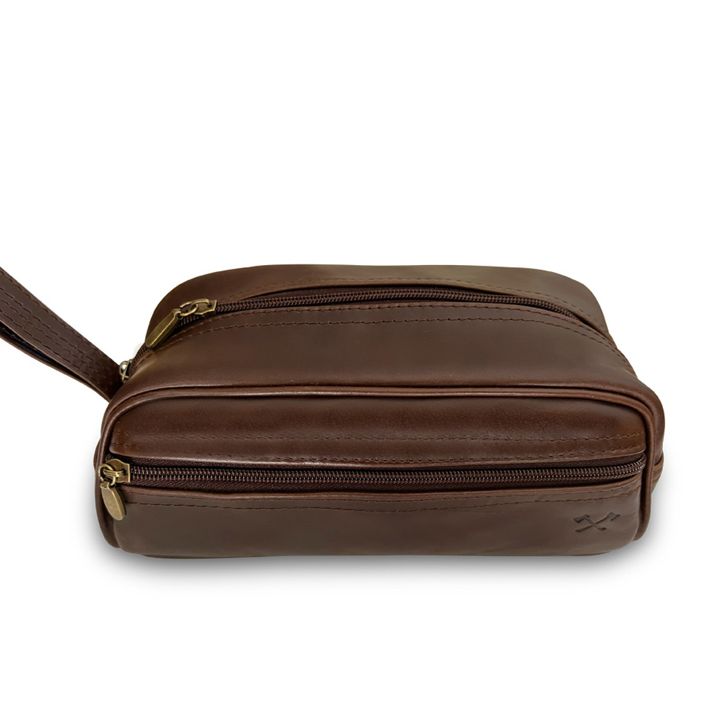 Woodsman Neceser estuche de Viaje Rectangular de Piel Genuina Color Tabaco