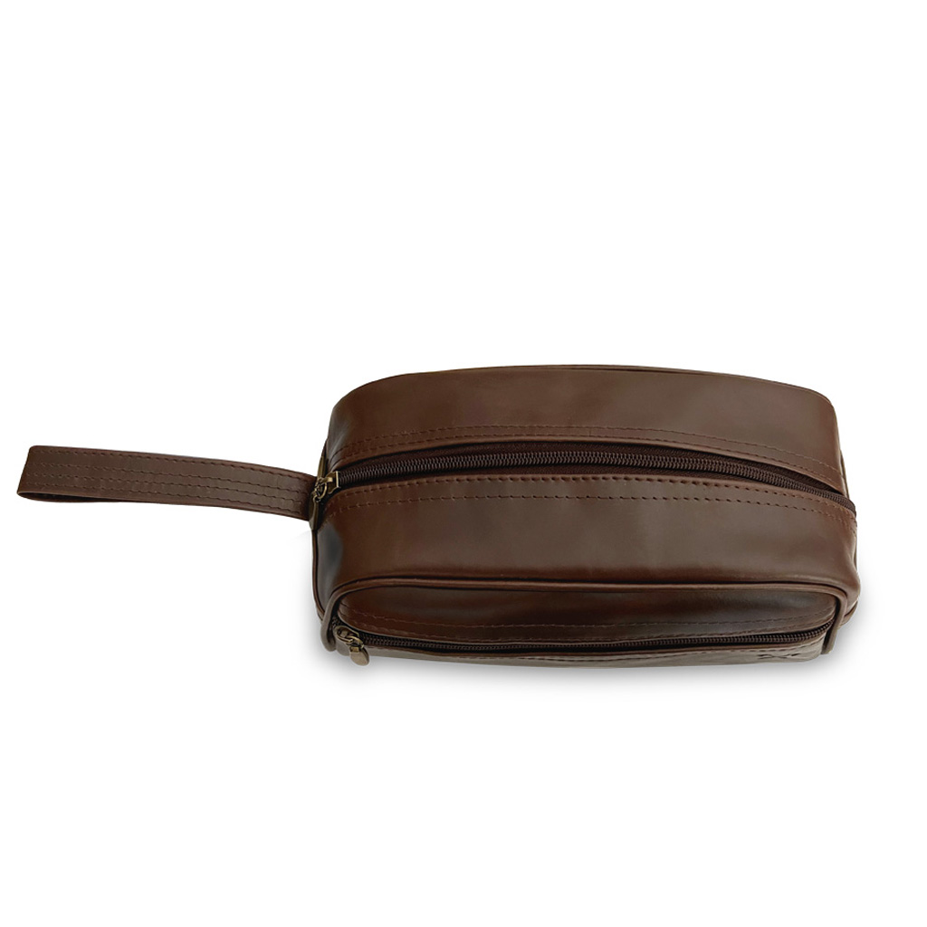 Woodsman Neceser estuche de Viaje Rectangular de Piel Genuina Color Tabaco