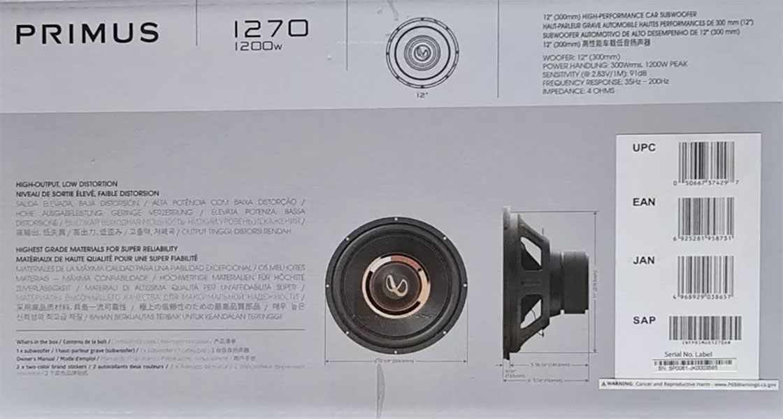 Woofer Infinity De 12 1200 Watts De Excelente Sonido Nuevo