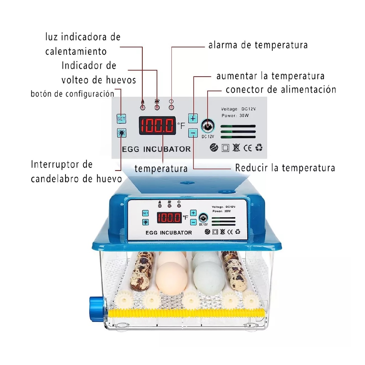 Incubadora Automática De Aves De Corral 16 Piezas