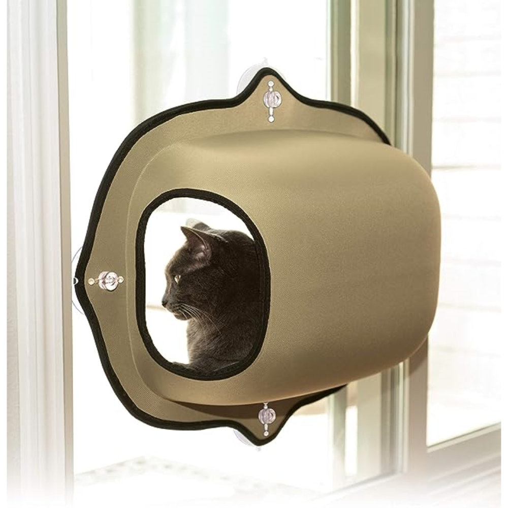Cama de ventana color Beige para gato EZ Mount Window Pod Kitty Sill