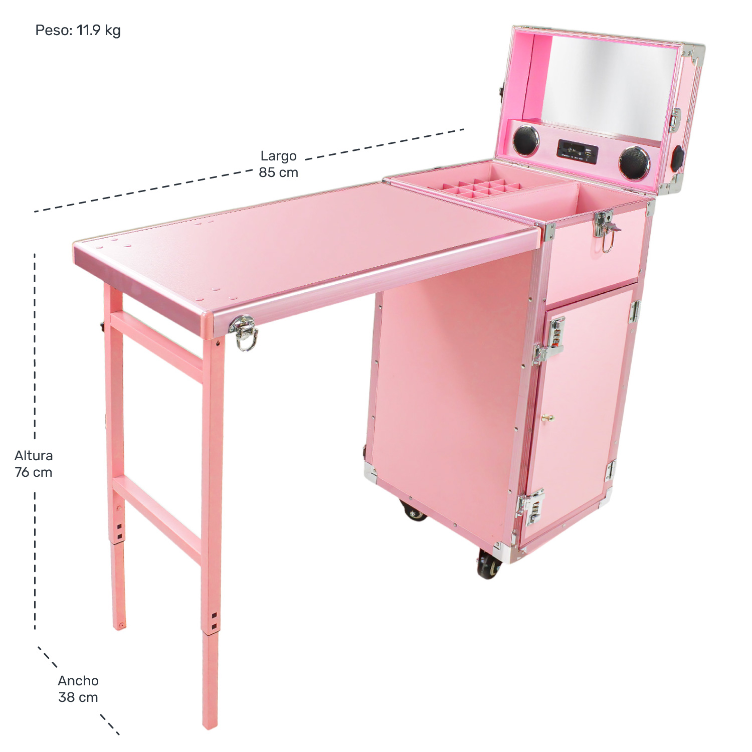 Mesa Profesional Portatil Manicure Uñas Salon Audio Bt