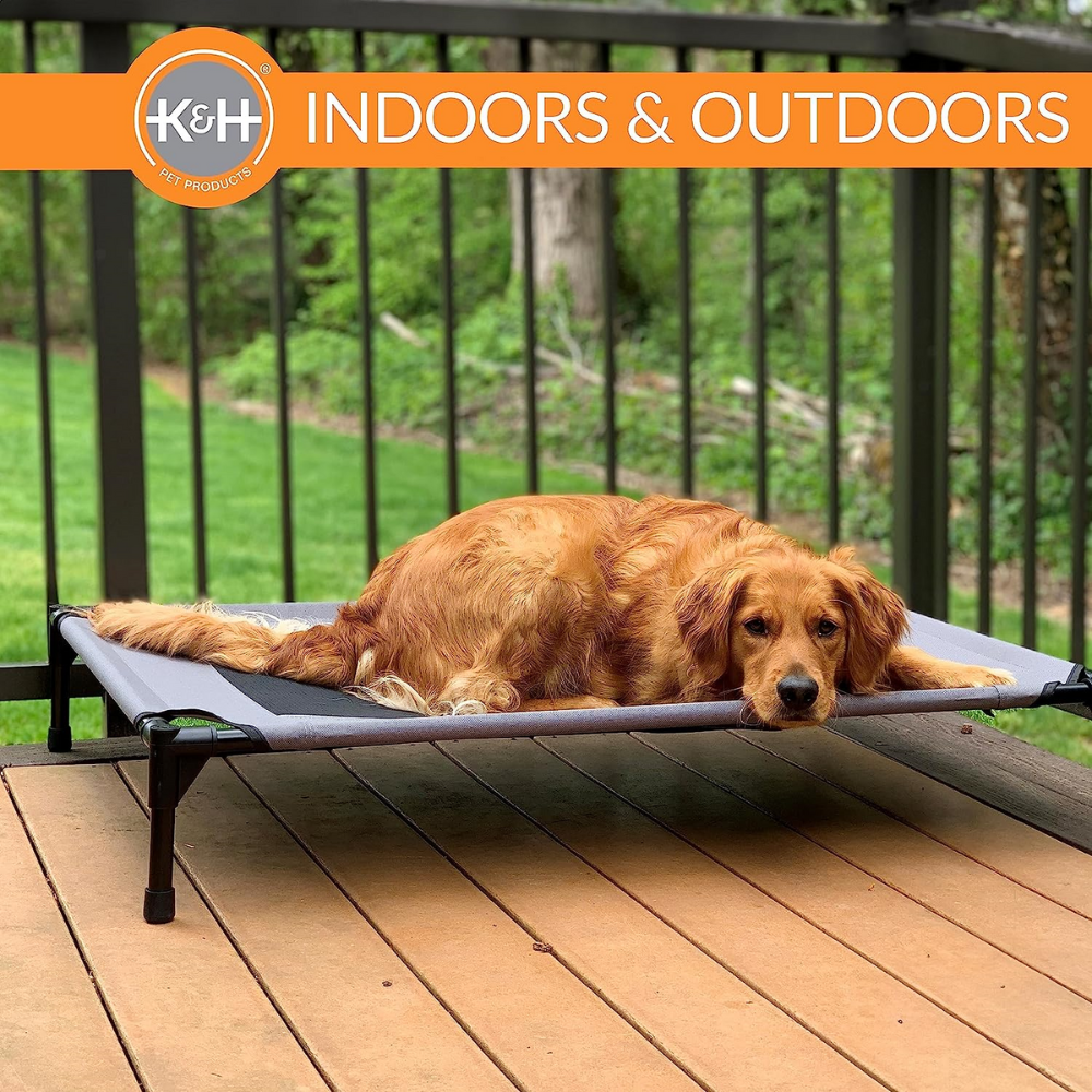 Cama elevada azul marino grande para perro 