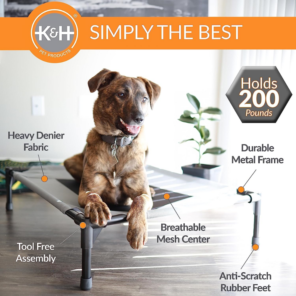 Cama elevada azul marino grande para perro 