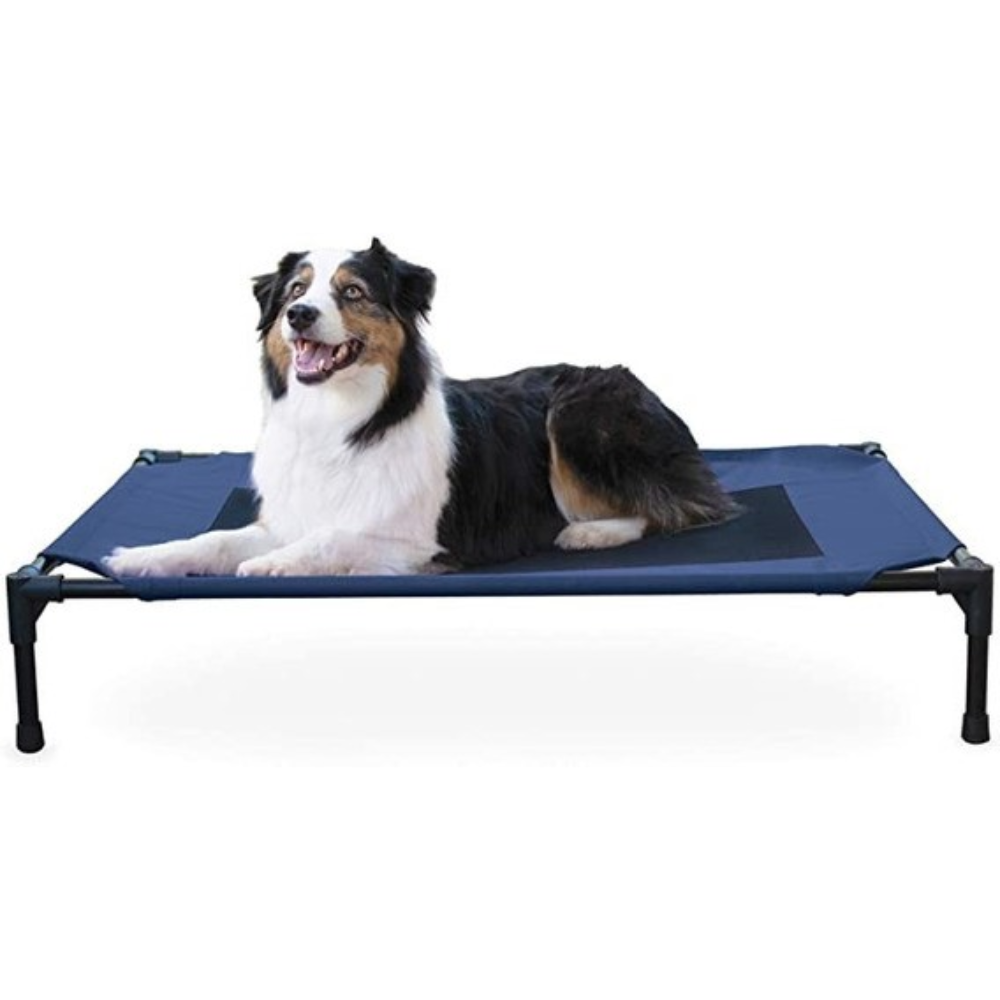 Cama elevada azul marino grande para perro 