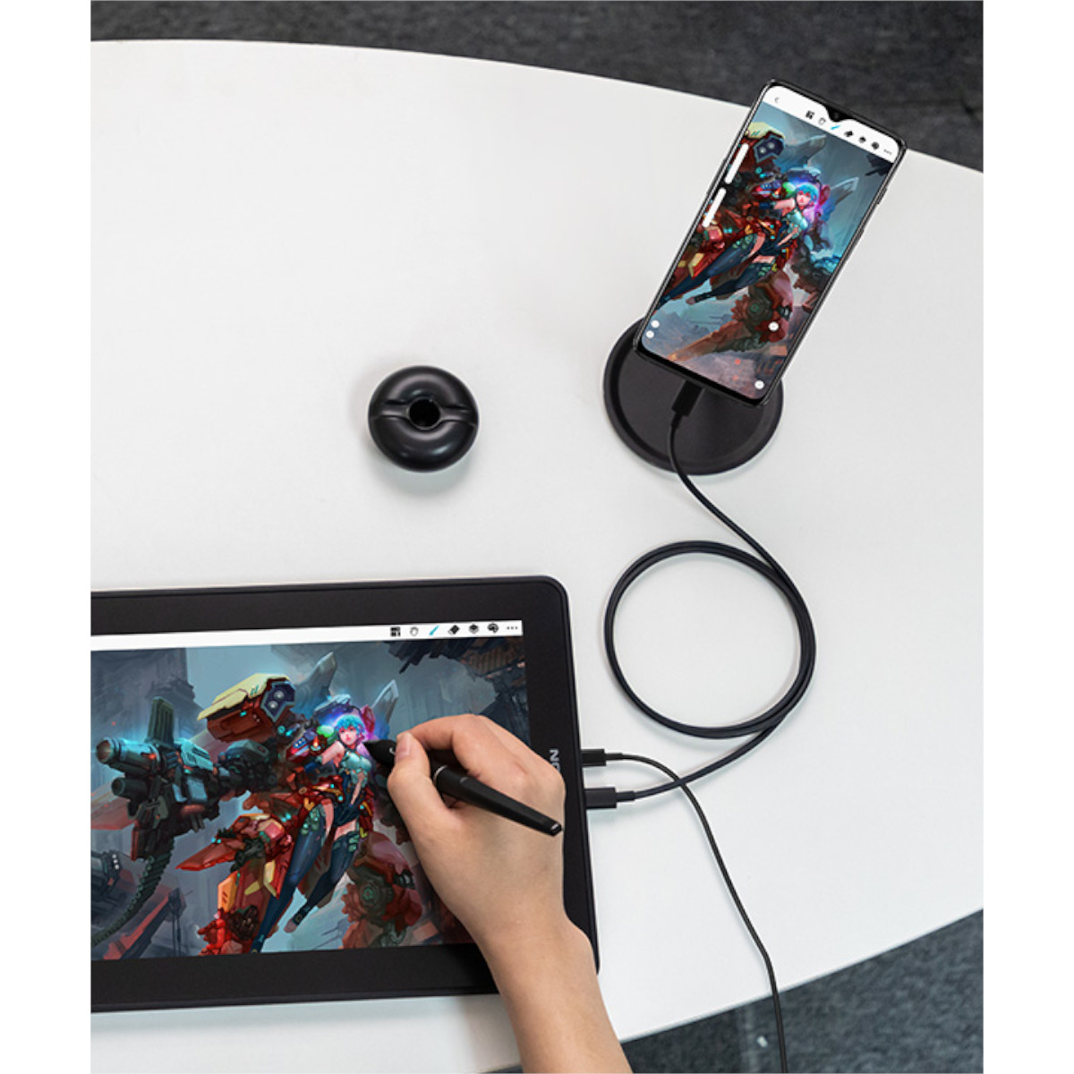 Tableta Digitalizadora Monitor Huion Kamvas 13 con soporte Morada